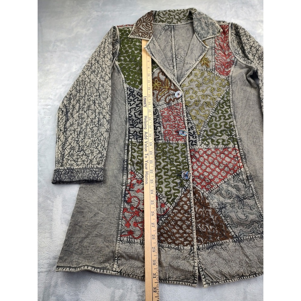 Parsley & Sage Patchwork Embroidered Blazer‎ Jacket Women Size M Made in India - Picture 6 of 9